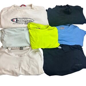 Lot of 7 Mens XXL Nike Champion Mixed Brands Shirt Activewear Sweatshirt Outdoor